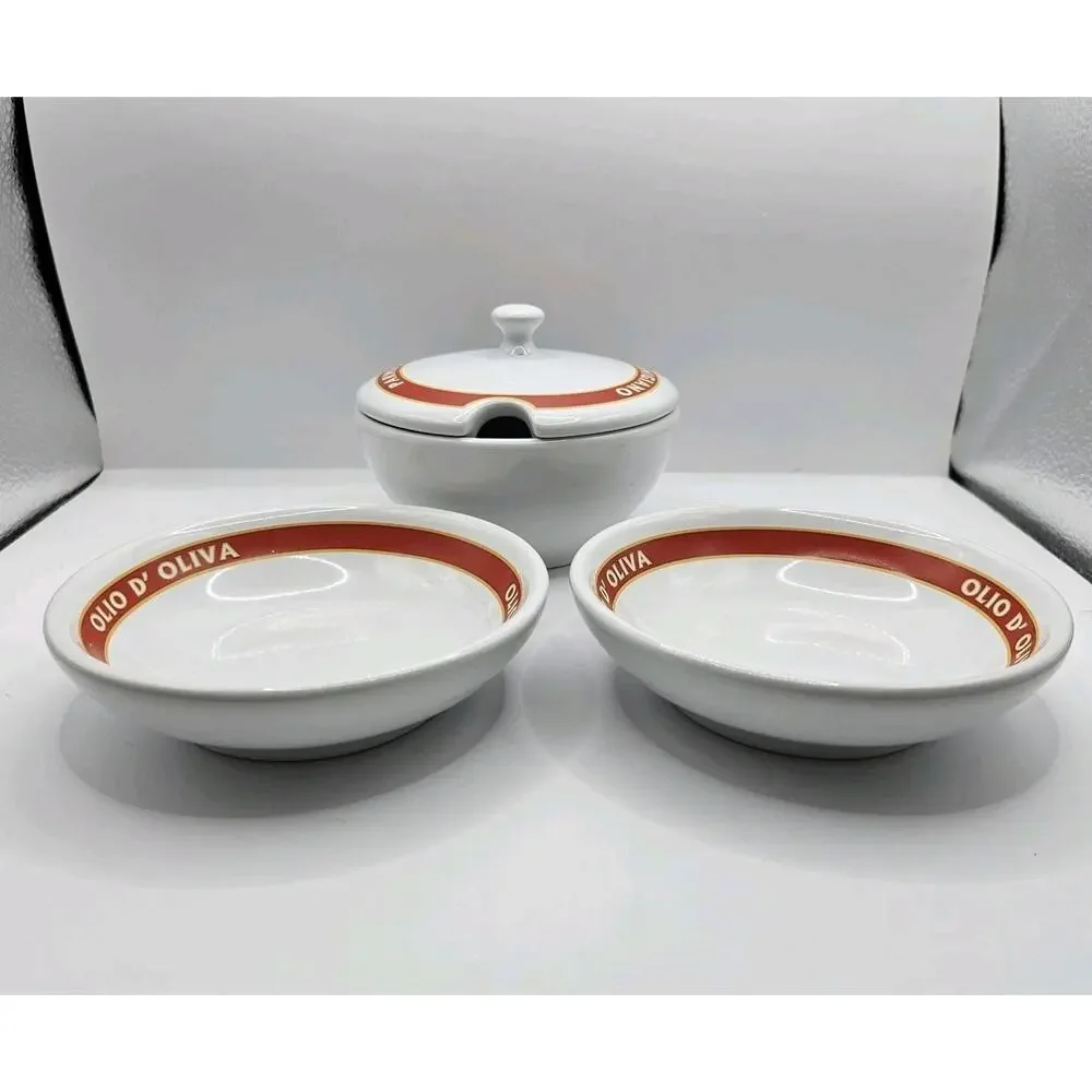 Pottery Barn Parmigiano & Olio D'Oliva Serving Dipping Bowls 4 Piece Set